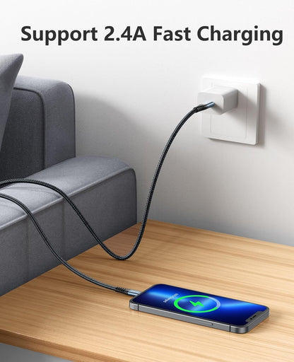 10 Ft Iphone Charger Cord Long,3Pack Certified Lightning Cable 10 Feet,Braided USB Charging Cord Compatible with for Iphone 11 / Pro Max/X/Xs Max/Xr /8 Plus/ 7 Plus/ 6S plus / 6 Plus/Ipad Mini/Air